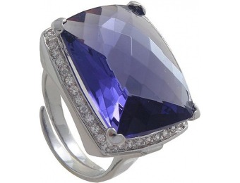 93% off Grand Luxe Simulated Amethyst Rhodium Plated Ring