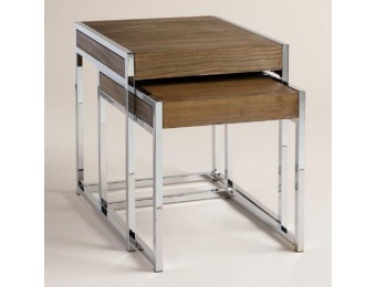 67% off Wood and Chrome Pierceson Nesting Tables, Set of 2