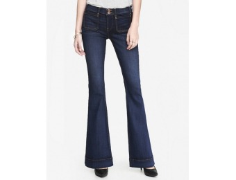 75% off Express Womens Dark Patch Pocket Mid Rise Bell Flare Jean