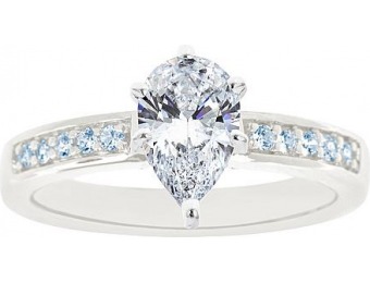 76% off 14K White Gold Pear Shaped Certified Diamond Ring