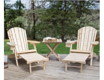 78% off Outdoor Pair of Big Daddy Adirondack Chairs with Side Table