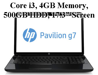 $260 off HP Pavilion g7-2222us 17.3" Notebook (i3,4GB,500GB)