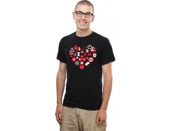 70% off Geeky Icon Heart T-Shirt - Black