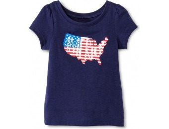 70% off Baby Girls' 4th of July Map Graphic Tee Blue