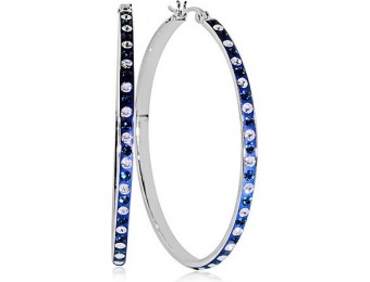 91% off Platinum Over Bronze Blue Crystal Hoop Earrings