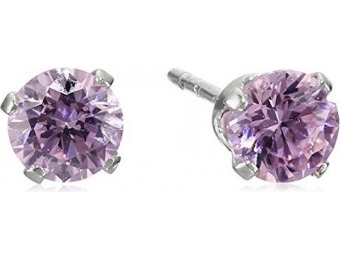 83% off Sterling Silver Pink Cubic Zirconia Round Stud Earrings
