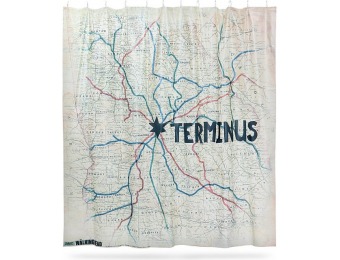 77% off The Walking Dead Terminus Map Vinyl Shower Curtain