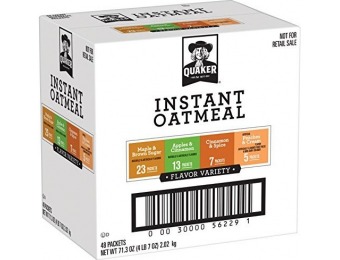 25% off Quaker Instant Oatmeal Variety Pack, 48 Count