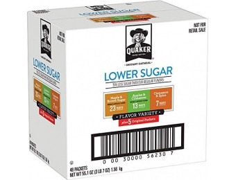 29% off Quaker Instant Oatmeal, Lower Sugar, Variety Pack, 48 Count