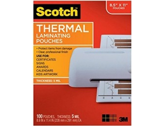 67% off Scotch Thermal Laminating Pouches, 8.9" x 11.4", 100-Pack