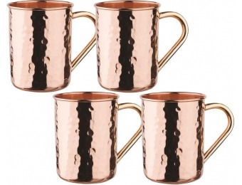 76% off Hammered Solid Copper Moscow Mule Mugs (Set of 4)