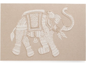 75% off Made In India 45x30 Embroidered Elephant Wall Art