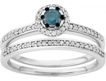 65% off 10k White Gold 1/2 Carat T.W. Blue & White Diamond Ring