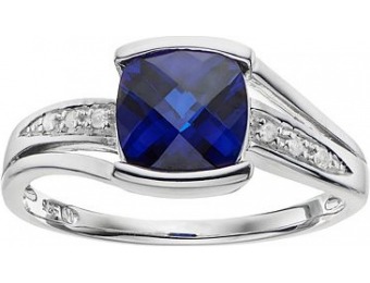 80% off Lab-Created Blue Sapphire & Diamond Sterling Silver Ring