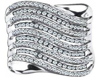90% off 1 cttw Diamond Wave Ring in Sterling Silver