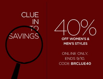 40% off Men's & Women's Styles, Banana Republic Code: BRCLUE40