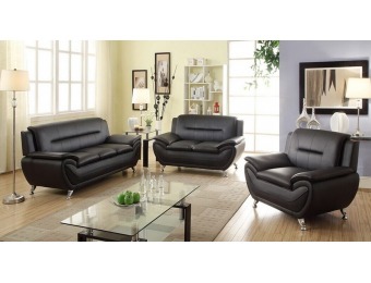 63% off Norton 3 pc Faux Leather Modern Living Room Sofa Set