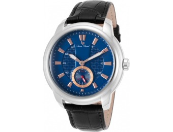 92% off Lucien Piccard Duval Black Genuine Leather Blue Dial Watch