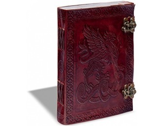 81% off Double Locked Dragon Embossed Leather Journal