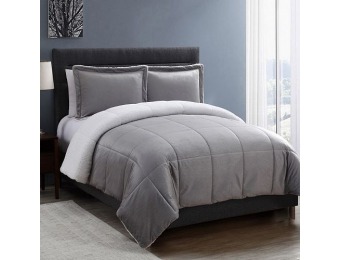 67% off Vcny Micromink & Sherpa Reversible Comforter Set, Grey