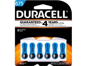 70% off Duracell 675 Zinc Carbon Hearing Aid Batteries, 6 ct.