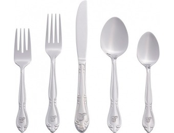 53% off Rose Personalized 46-pc. Flatware Set - E, Red