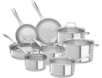 $140 off KitchenAid 14-Piece Stainless Steel (Silver) Cookware Set