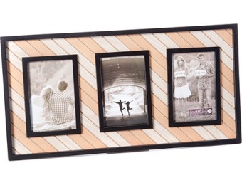 83% off New View Diagonal Wood Triple Frame - 4x6, Natural