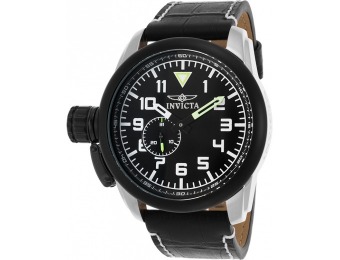94% off Invicta Men's Aviator Black Genuine Leather and Dial Watch