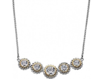 73% off Cubic Zirconia Sterling Silver Two Tone Necklace
