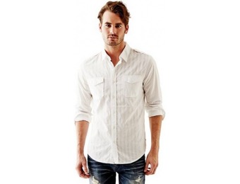 76% off Guess Long-Sleeve Sateen Dobby-Striped Slim-Fit Shirt