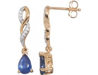 80% off Sapphire & Diamond Accent 10k Gold Twist Drop Earrings