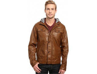 75% off English Laundry PU Leather Jacket w/ Fleece Hood
