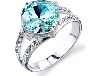 50% off Shine Fine Silver Plate Lt Azure Crystal Ring
