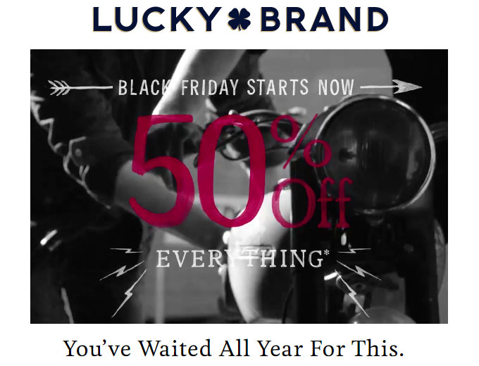 Lucky Brand Black Friday Sale 50% off Everything