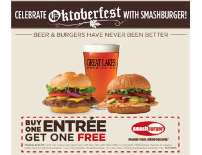 Smashburger Coupon: Buy One Entree, Get One Free