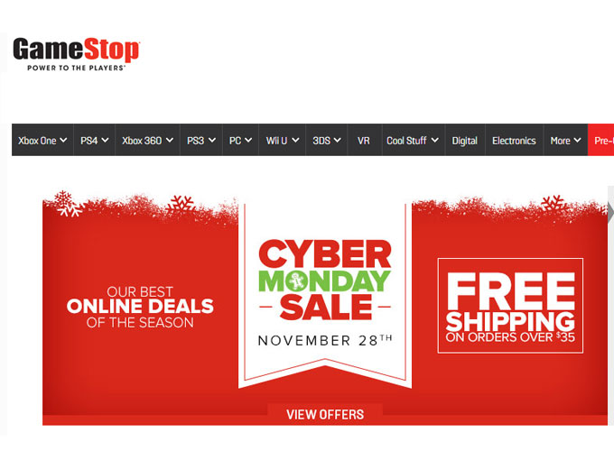 Game Stop Cyber Monday Sale