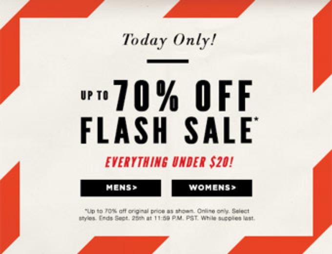 PacSun 70% off Flash Sale