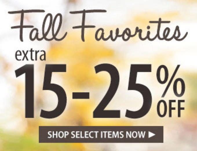 Extra 15%-25% off Fall Favorites
