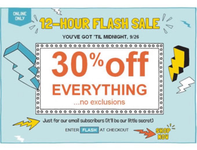 Old Navy 12 Hour Flash Sale - 30% off Everything