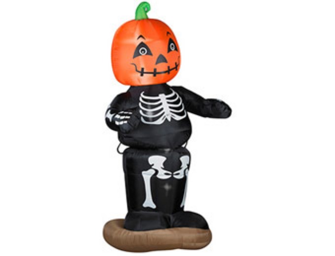 6' Inflatable Animated Pumpkin Skeleton