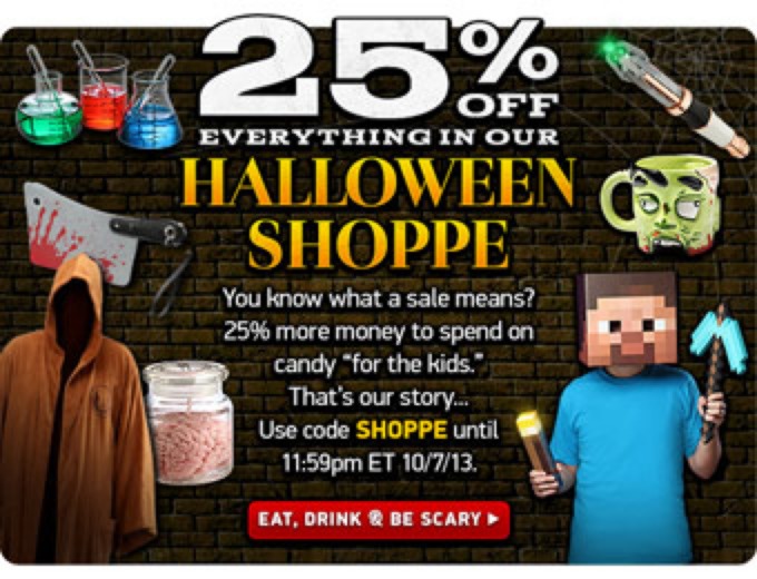 Extra 25% off Halloween Items at ThinkGeek