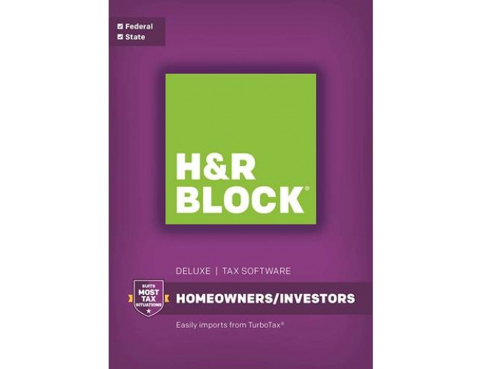 H&R Block Tax Software Deluxe Fed and State