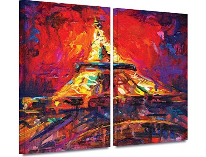 ArtWall 2-Pc 'Eiffel Tower' Canvas