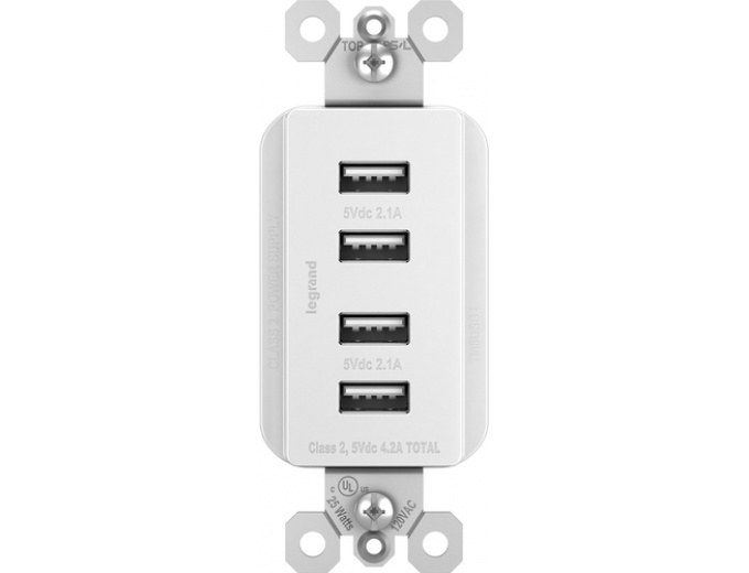 Legrand Quad USB In-Wall Charging Outlet