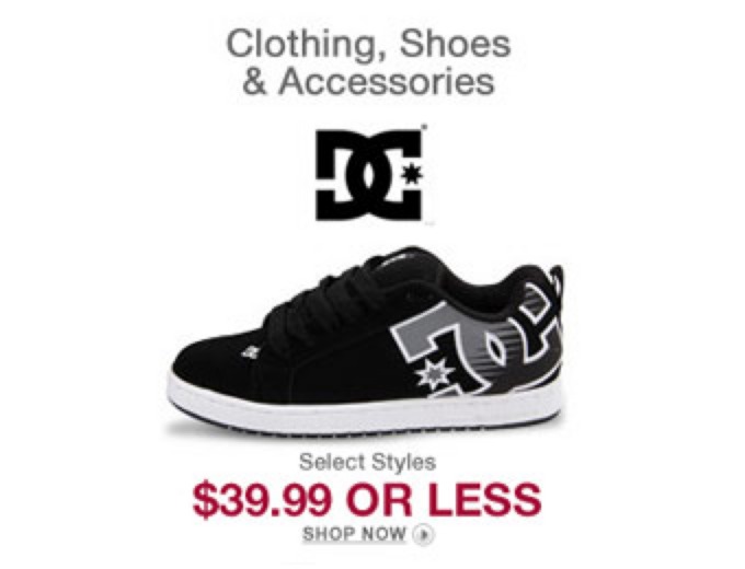 DC Shoes, Clothing & Accessories under $40 + FS