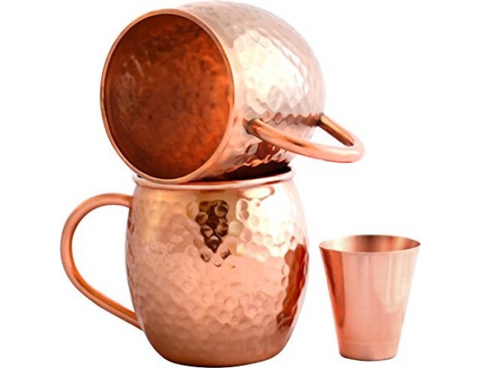 2 Moscow Mule Copper Mugs w/ Shot Glass