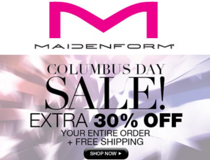 Columbus Day Sale Extra 30% off + FS at Maidenform