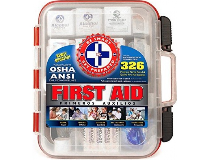 326 Pc First Aid Kit Hard Red Case