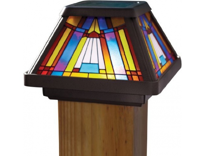 Moonrays Stained Glass Solar Post Cap Lamp